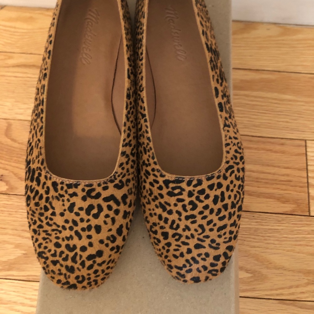 Madewell Leopard Calf Hair Square-Toe Flats